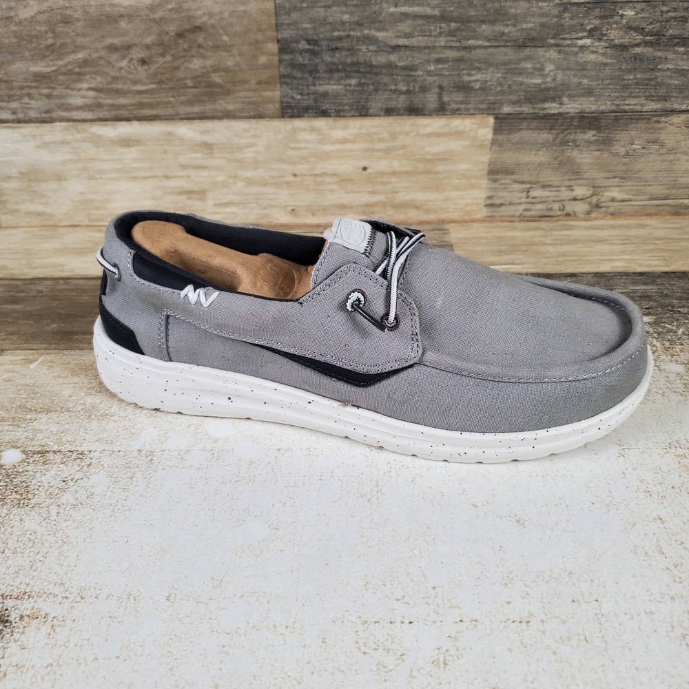 Hey Dude Welsh Grip Washed Canvas Mens Loafers Shoes Sz 9 Monument Gray Multi